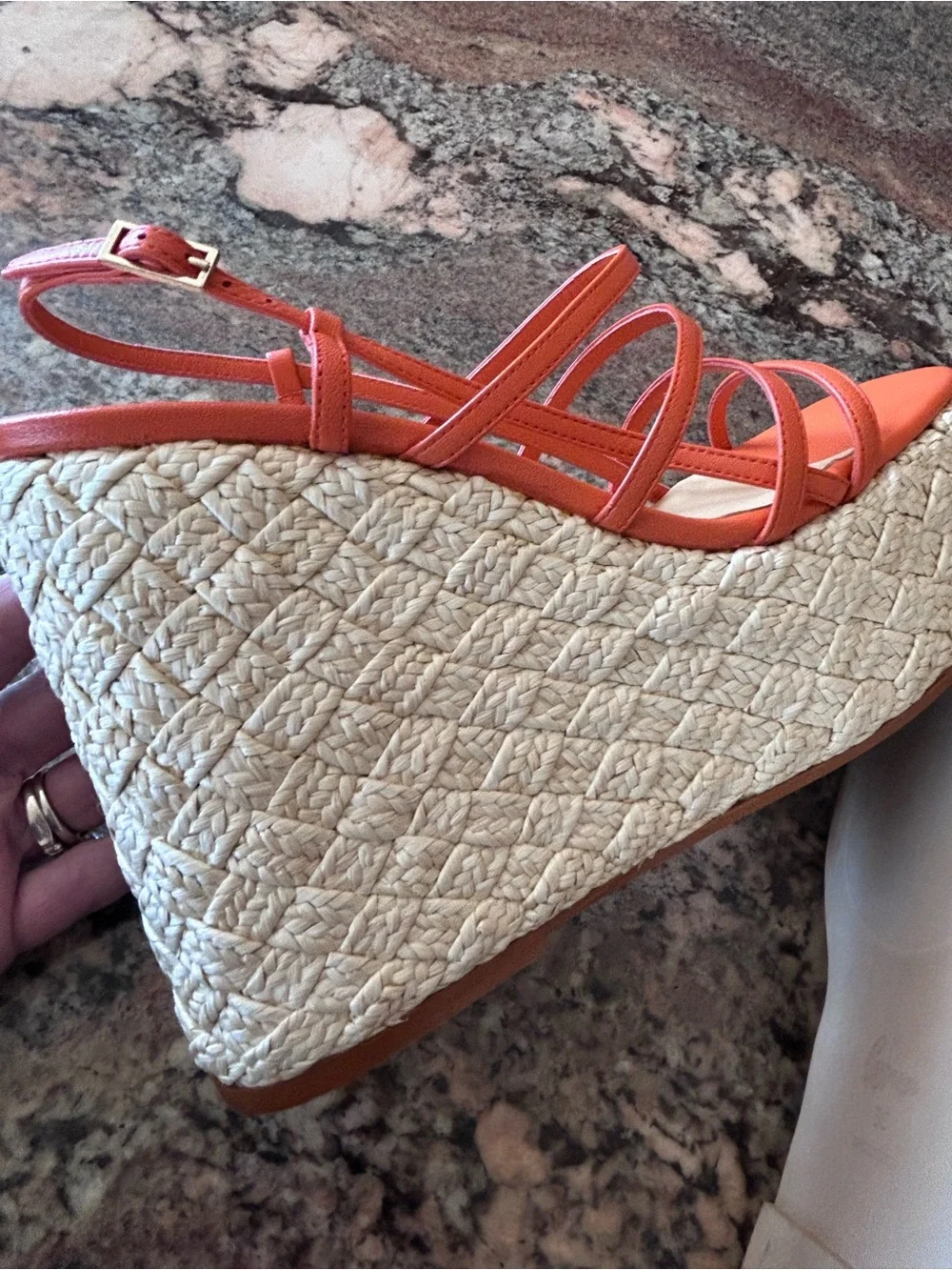 Castaner Orange Strappy Espadrille Wedge Sandals